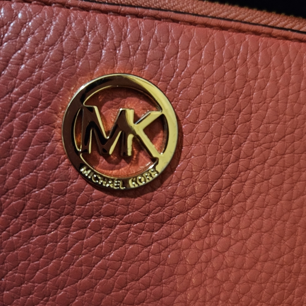 Michael Kors Coral Color Wristlet-Soft Pebble Leather - Picture 9 of 16